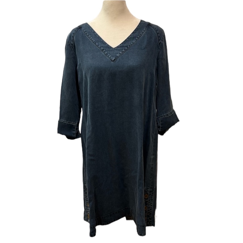 Soft Surroundings Blue V-neck Tencel/Lyocell Dress. Size M. EUC